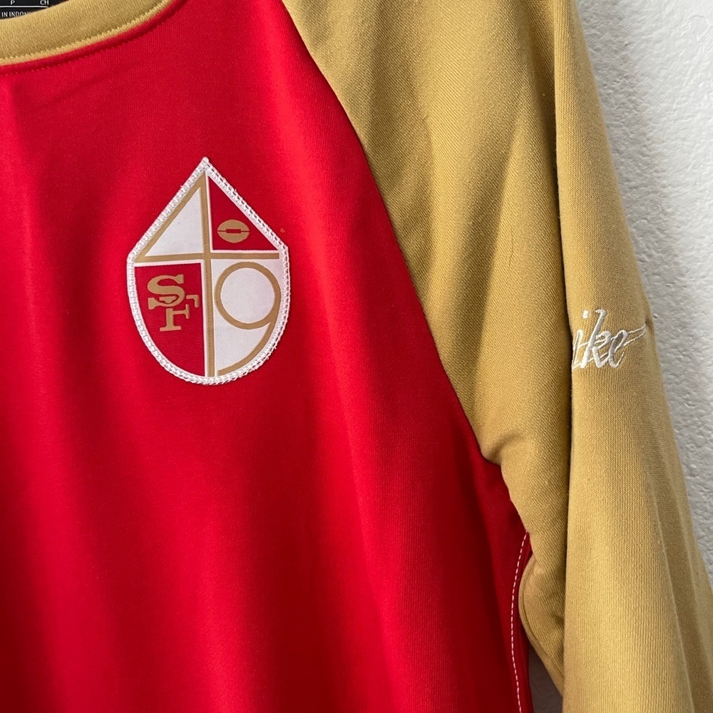 Nike San Francisco 49ers Scarlet & Gold Historic Raglan Crew Sweatshirt Men’s S - Picture 2 of 6